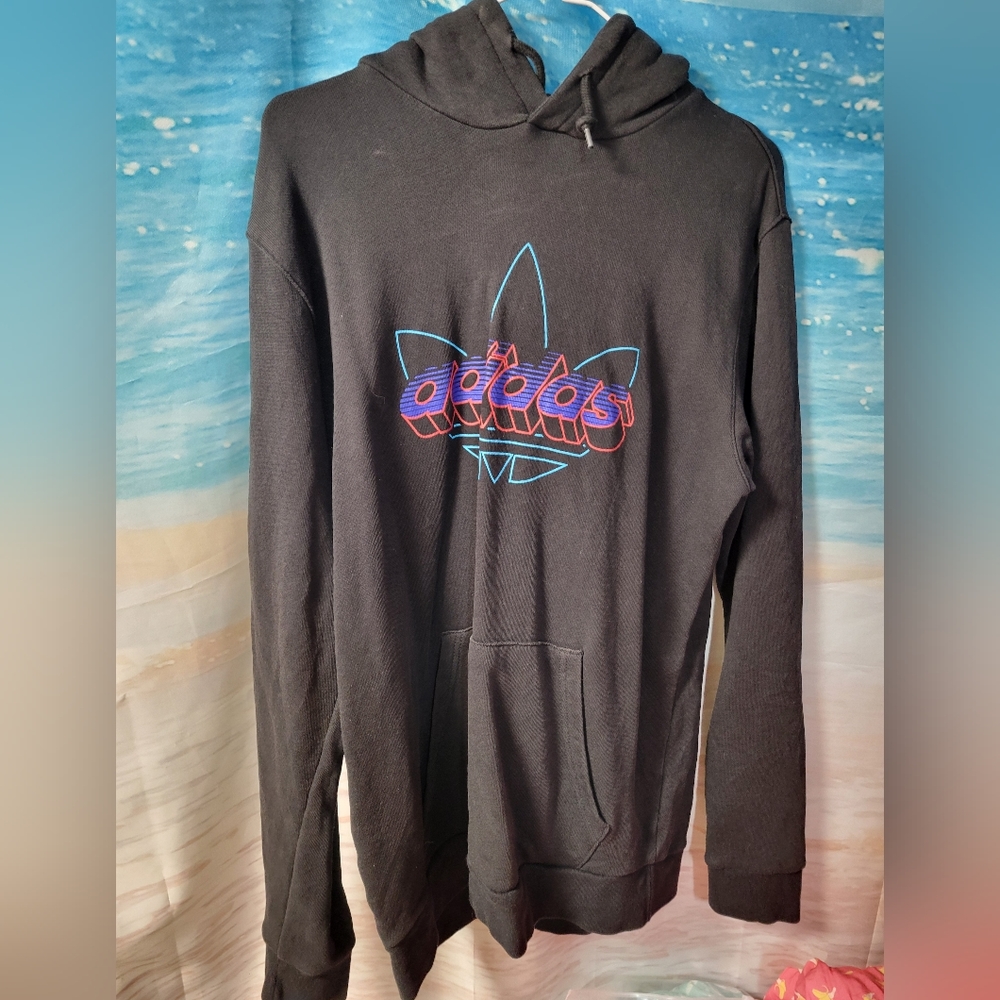ADIDAS BLACK LOGO‎ HOODIE SIZE MEDIUM UNISEX